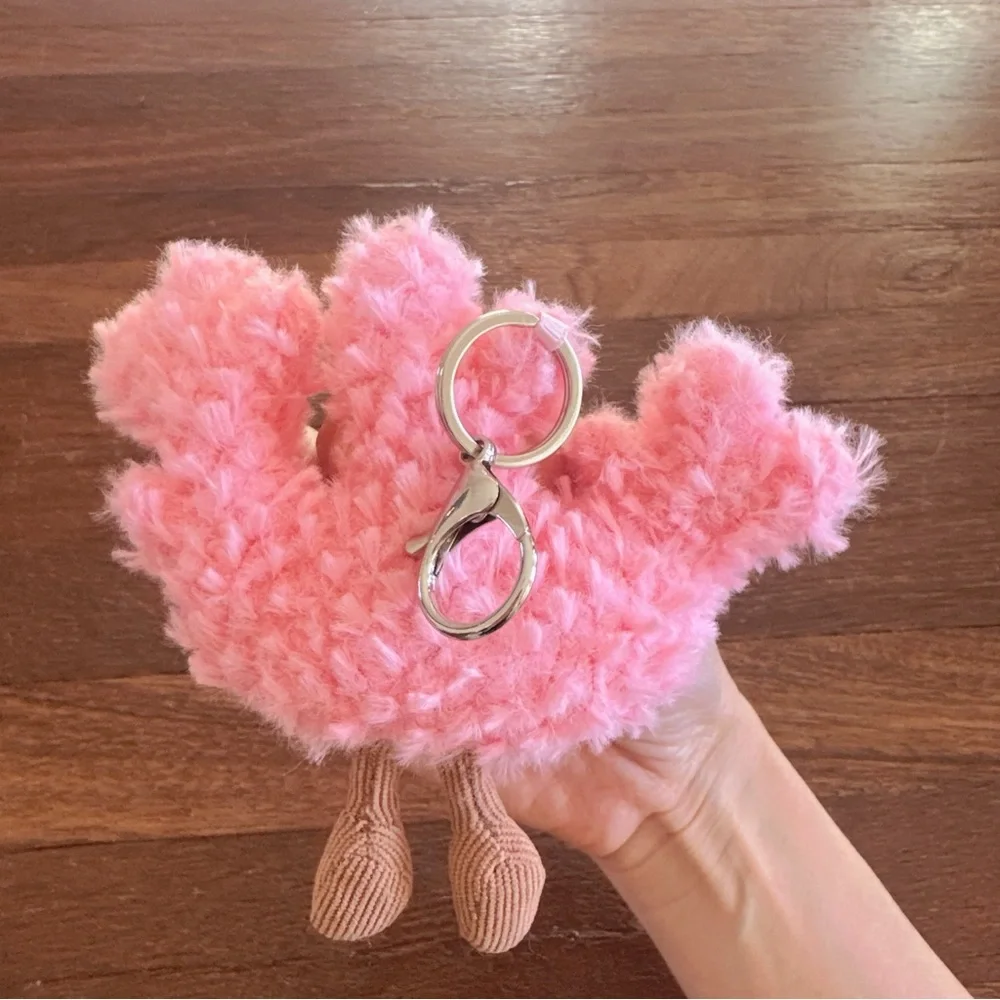 Cute Coral Plush Bag Charm Keychain Pendant Kawaii Coastal Ocean Gift